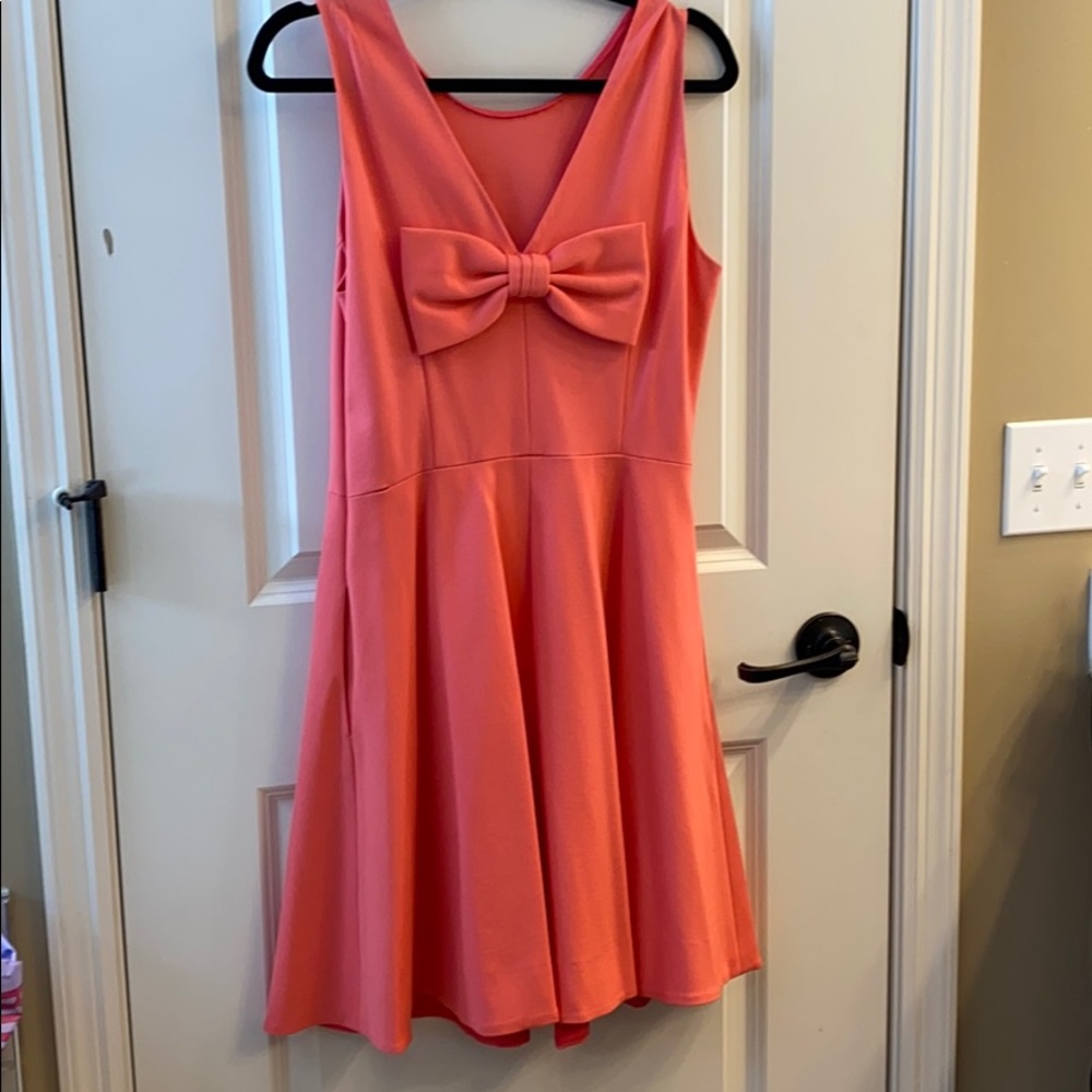 Kate Spade Ponte Bow Back Fit & Flare In Pink Viscose Short Casual Dress…